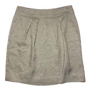 Talbots Pleated Linen Silver Metallic A-line Skirt Size 6P